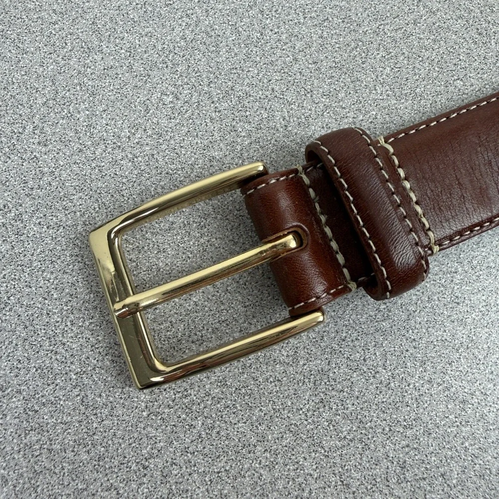 Trafalgar Leather Belt Mens 32 Brown Handmade in Spain Dress Casual Stitched 1